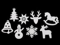 Dekoracje świąteczne śnieżynka, gwiazda, choinka, dzwonek, konik, renifer do zawieszenia / do przyklejenia (6 szt)