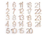 Cyfry drewniane do wyrobu kalendarza adwentowego 1-24