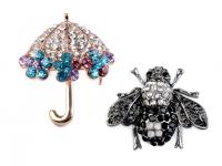 Broszka z szlifowanymi kamyczkami parasolka, pszczoła